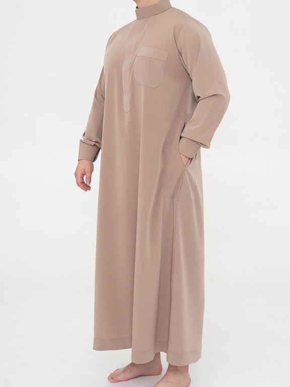Qamis Saoudien Premium Taupe - Manches rigides