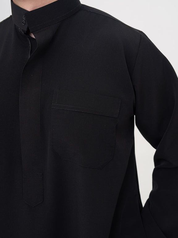 Qamis Saoudien Premium Noir - Manches simples