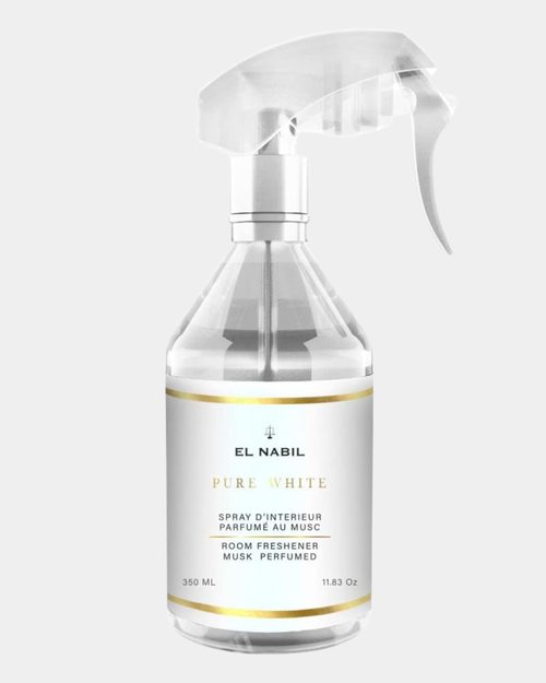 Spray d'ambiance Pure White de Maison El Nabil, 350 ml, senteur florale pour tapis de prière