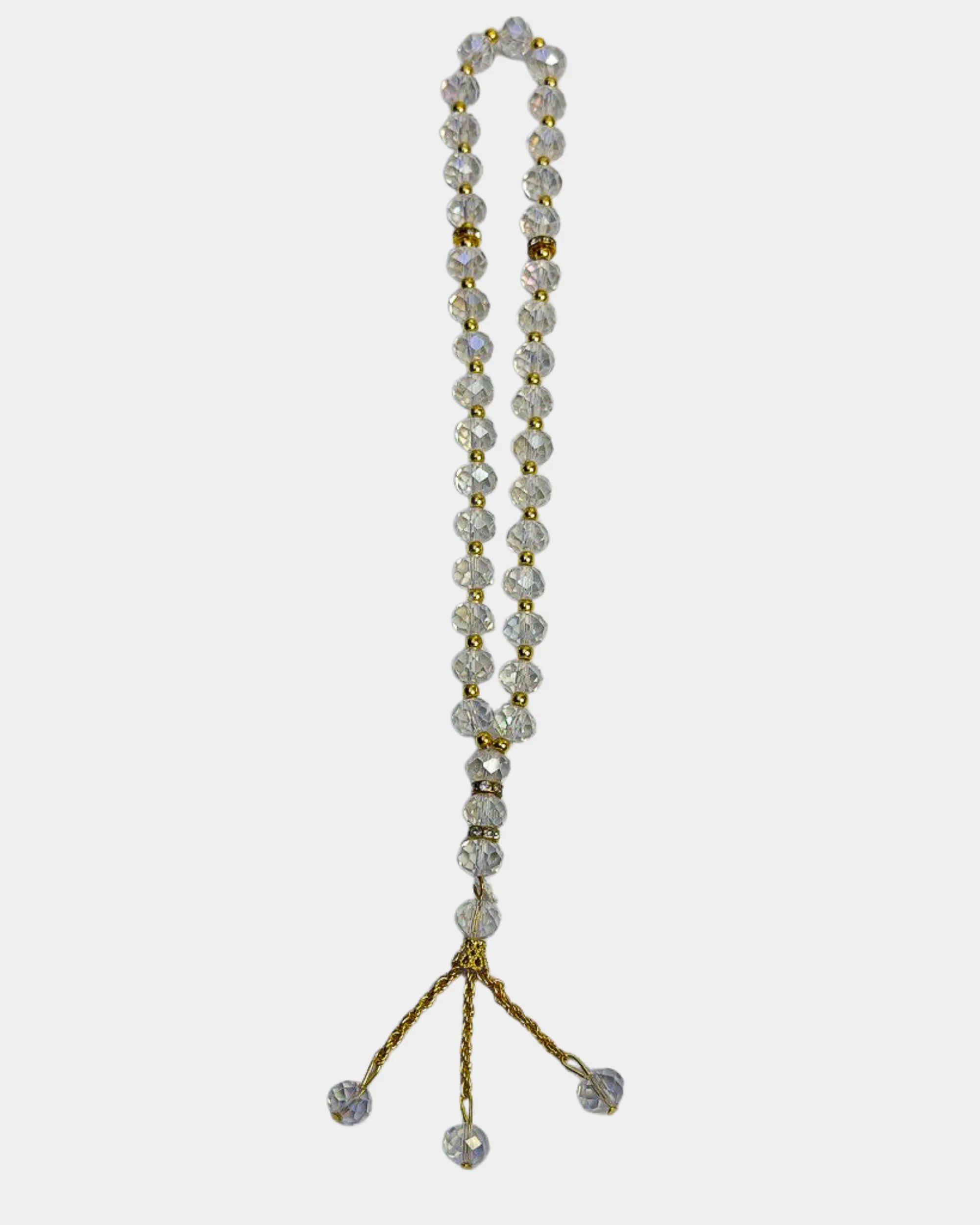 Tasbih blanc 33 perles facettées, chapelet islamique Luxury