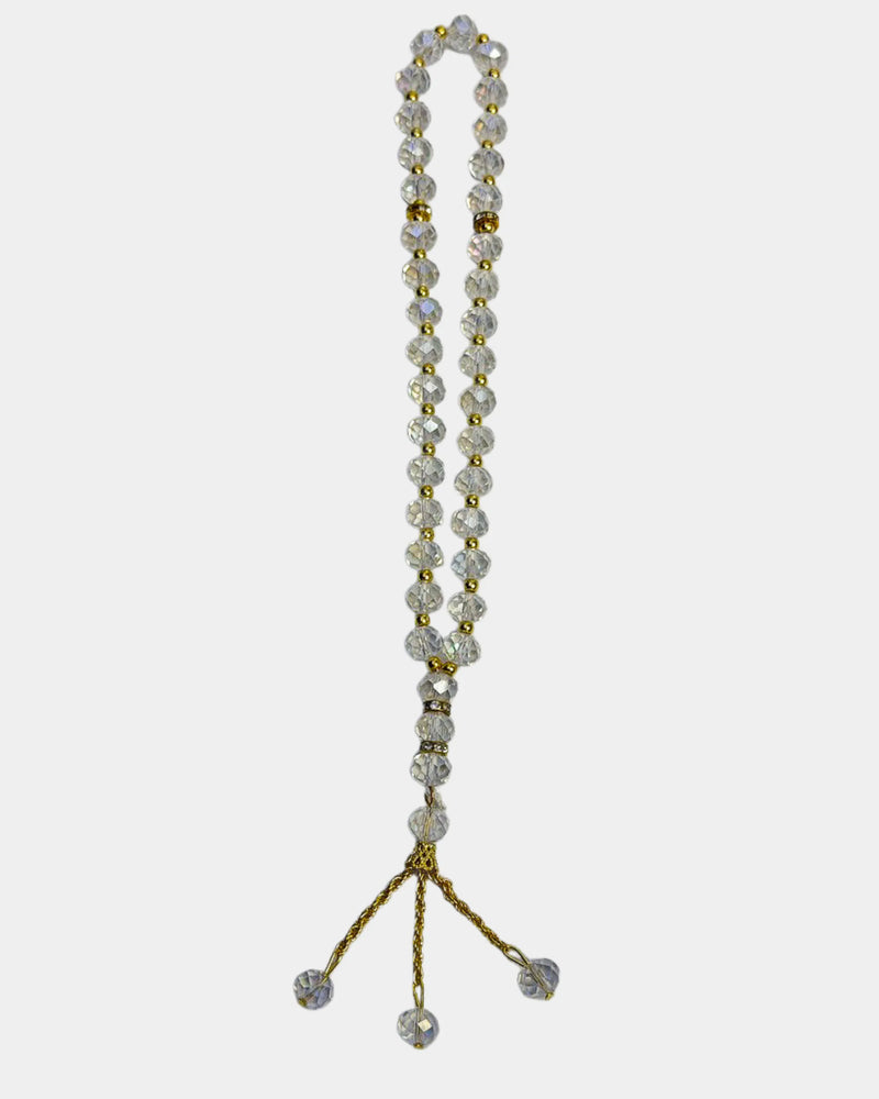 Tasbih blanc 33 perles facettées, chapelet islamique Luxury