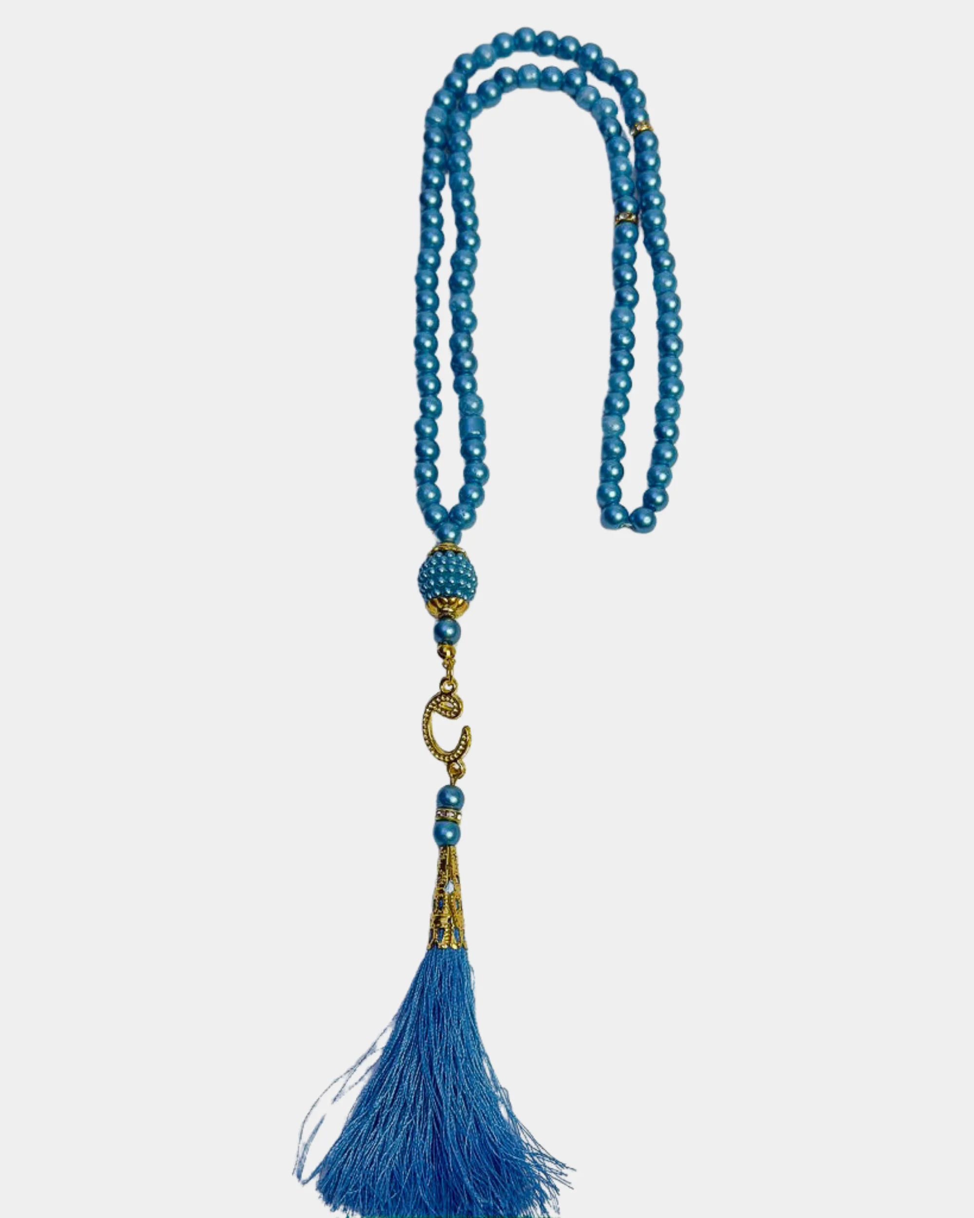 Tasbih bleu turquoise 99 perles avec pompon assorti
