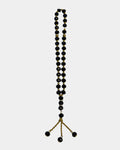 Tasbih noir 33 perles forme diamant, séparateurs dorés