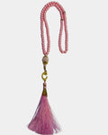 Tasbih rose 99 perles avec perle décorative dorée